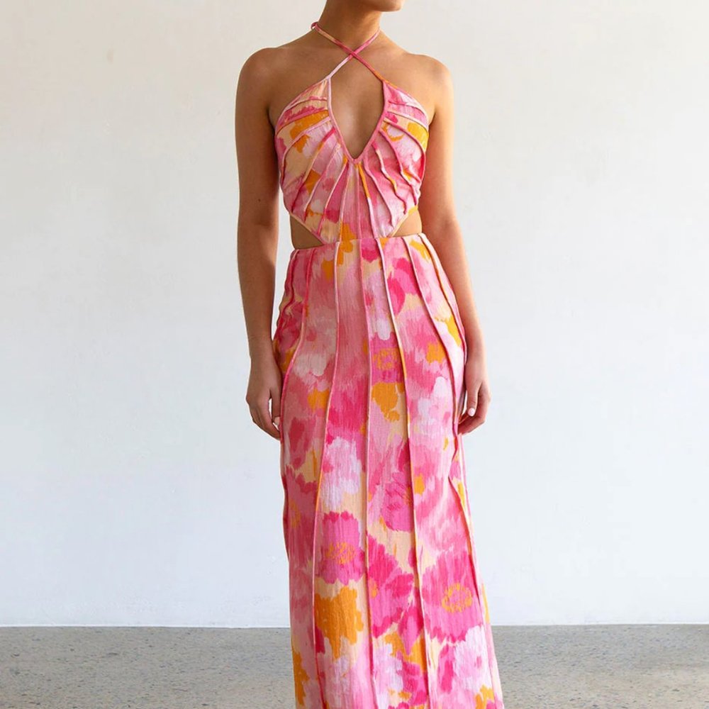 Tallulah Midi Dress - Pink Gerbera